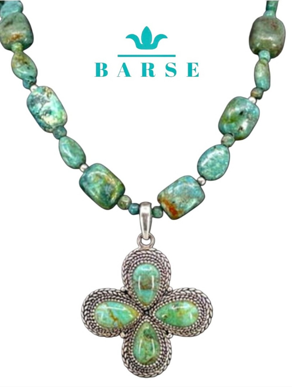 Vintage Barse Turquoise Nugget And  Cross Statement Necklace